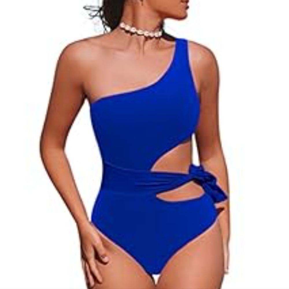 Royal Blue Cut out One piece Swimsuit women's Large